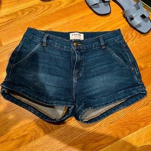 Frame Denim Indigo Rolled-Hem Jean Shorts